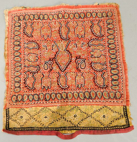 Early textile, Mid-Eastern, probably 18th century.  10 1/4" x 11 1/2"