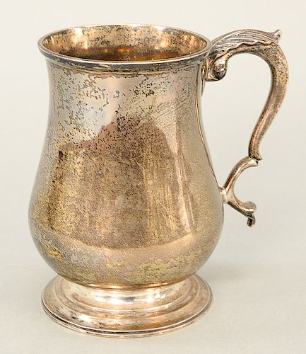 Garrett Eoff 1785-1858 N.Y. silver mug with scrolled handle, marked: G. Eoff.  ht. 6 in.,  18.3 t oz.  Provenance: Estate from...