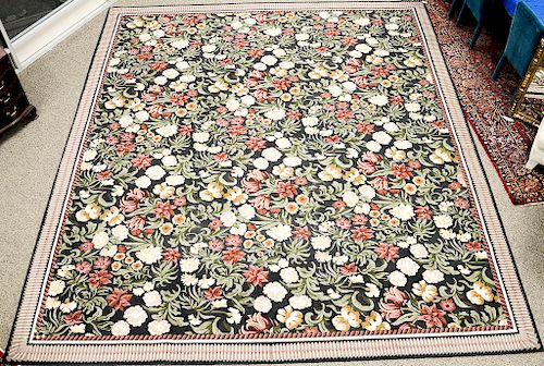 Hokanson custom contemporary room size floral carpet, tag on back 1995, 100% wool pile.  13' x 14'8"  Provenance: Estate from Lo...