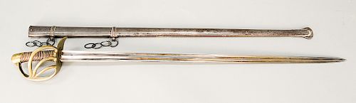 French Klingenthal sword, Klingenthal Octobre 1813 engraved on spine.  total lg. 46 in., blade lg. 37 3/4 in.