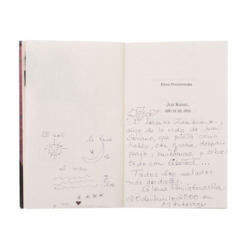 Poniatowska, Elena. Juan Soriano, Niño de mil Años. Barcelona, 1998. 1era edición. Firmado, dedicado y con dibujo de Elena Poniatowska.