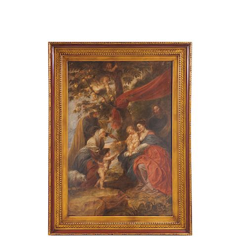 AFTER PETER PAUL RUBENS (PAISES BAJOS, 1577–1640). THE HOLY FAMILY UNDER THE APPLE TREE.