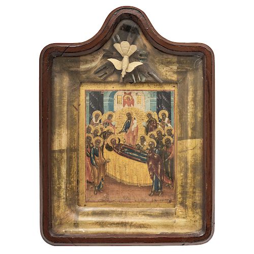 ICON: DORMITION OF THE MOTHER OF GOD. 19TH CENTURY.
