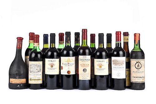 Vinos Tintos de España, Francia, Italia y Chile. Margaux, Château Lafite Rothschild, Fortin Plaisance. Piezas. 15.