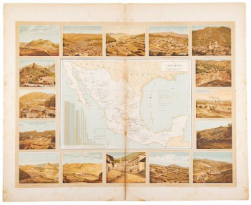 García Cubas, Antonio. Atlas Pintoresco e Histórico de los Estados Unidos Mexicanos. México, 1885. 13 cartas geográficas.