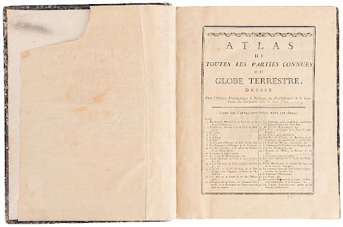 Atlas de Toutes les Parties Connues du Globe Terrestre. Paris [1780]. 4o. marquilla, 22 p. + 48 mapas a doble página.
