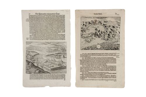 Bry, Theodore de. West Indianischer Historien Erster Theil / West Indianischer Historien. Frankfurt: 1630. Grabados.. Piezas: 2.