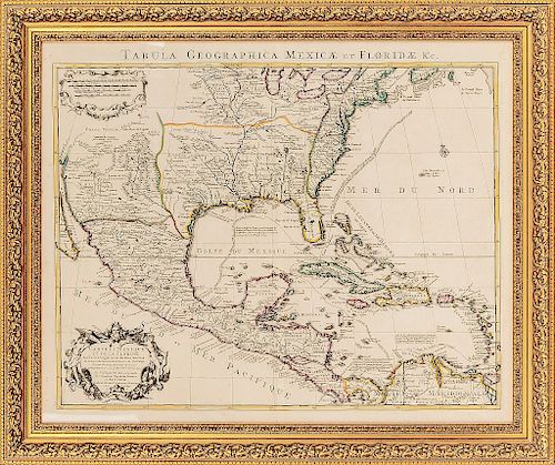De L'Isle, Guillaume. Carte du Mexique et de la Floride... Amsterdam: Covens & Mortier, 1722. Mapa grabado, 49 x 60.6 cm. Enmarcado.