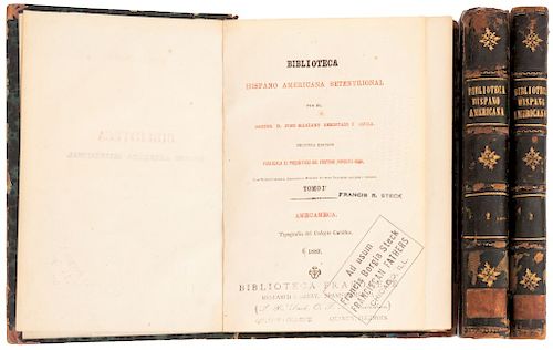 Beristain y Souza, José Mariano. Biblioteca Hispano Americana Setentrional. Amecameca, 1883. Segunda edición. Piezas: 3.