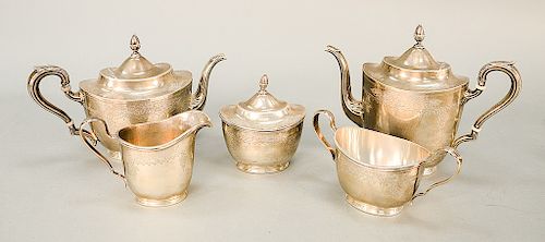 Four piece sterling silver International tea and coffee set.  tallest: ht. 8 in.,  71.4 t oz.