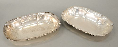 Pair of sterling silver open vegetable dishes, Salem pattern.  8" x 11", 35.8 t oz.