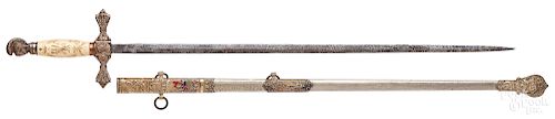 Masonic lodge presentation sword and scabbard