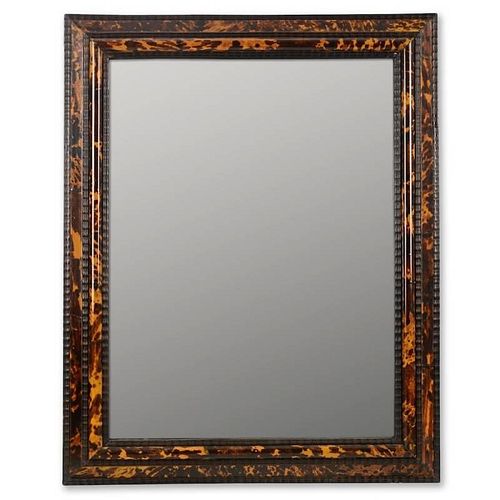 Dutch faux tortoiseshell and ebonized wood mirror