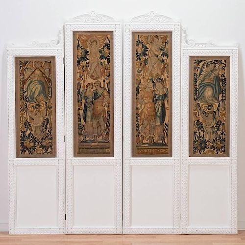 Franco-Flemish tapestry four-panel screen