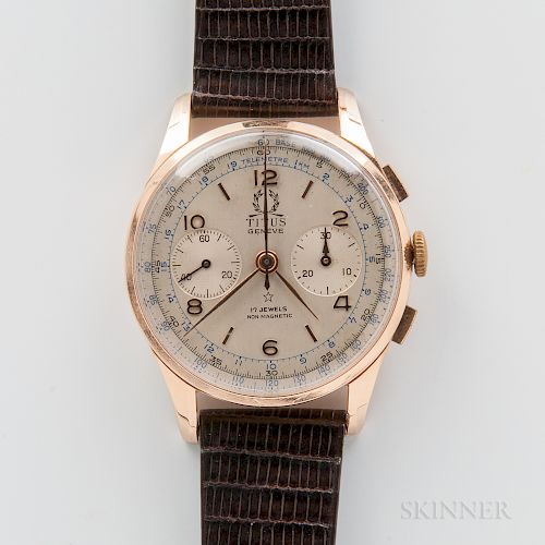 Titus 18kt Gold Manual-wind Chronograph Wristwatch