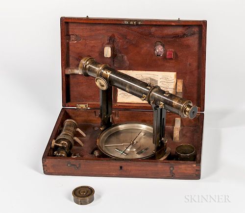 Unusual W. & L.E. Gurley Pocket Railroad Compass with Telescope