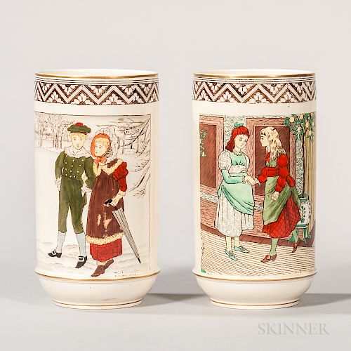 Pair of Wedgwood Helen Miles Decorated Vases