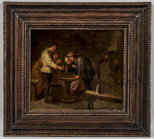 Manner of David Teniers the Younger (Flemish 1610-1690)  Men at a Gaming Table in a Tavern Interior