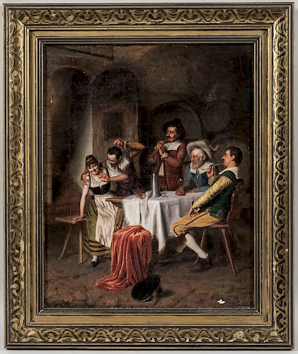 Alois Binder (German, 19th Century)  Cavaliers Carousing in a Tavern