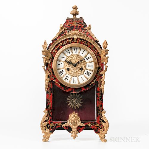 Louis XIV-style Boulle and Faux Tortoiseshell Mantel Clock