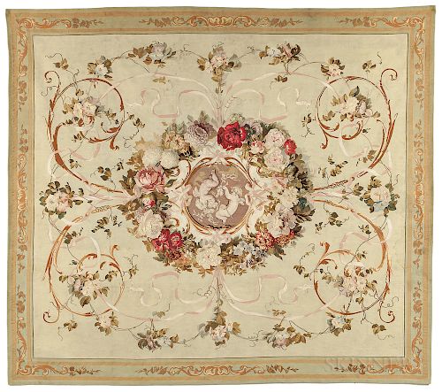 Silk and Wool Aubusson Tapestry
