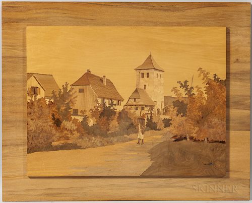 T.L. Spindler Marquetry Picture of Dambach-la-Ville