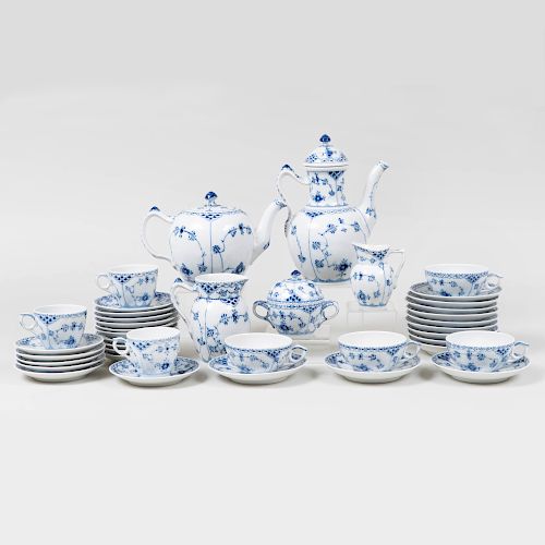 Royal Copenhagen Porcelain Part Tea and Coffee Service in the 'Blue Lace' Pattern