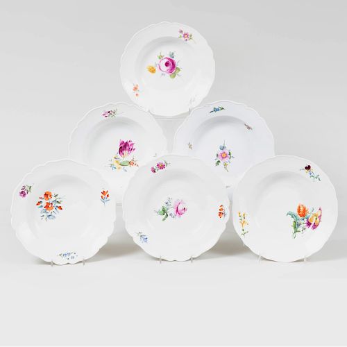 Six Meissen Marcolini Porcelain Soup Plates