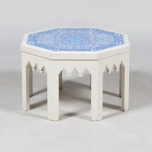 Altin Cini Tile and Painted Wood Octagonal Low Table 
