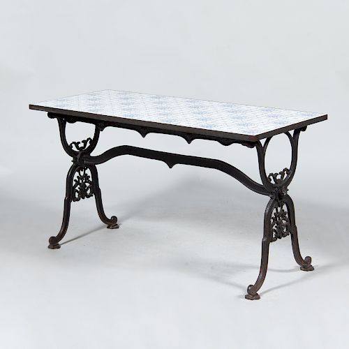 Cast Iron Center Table Inset with Tile Top