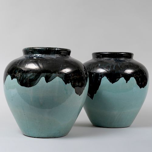 Pair of Glazed Ceramic Jars, of Recent Manufacture