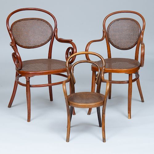 Three Thonet Bentwood Chairs