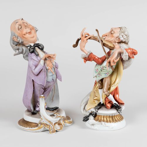 Two Capodimonte Porcelain Figures of Musicians
