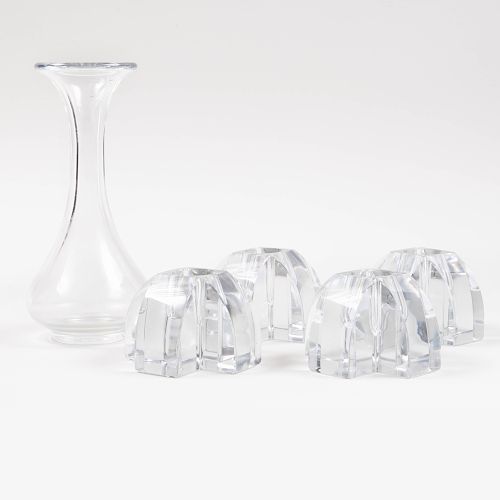 Set of Four Baccarat Candle Holders and a Bud Vase 