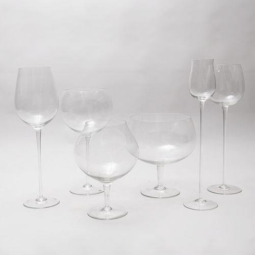 Group of Six Large Decorative Glasses