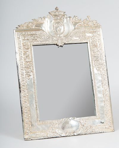 French Silvered Metal Mirror