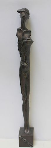 UNSIGNED Giacometti Style Bronze figure "Auchwitz"