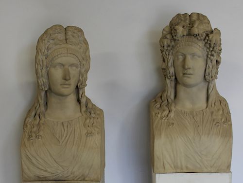 Lot of 2 Large Busts on Stands.