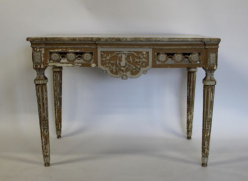 Antique Carved & Gilt Decorated Marbletop Console