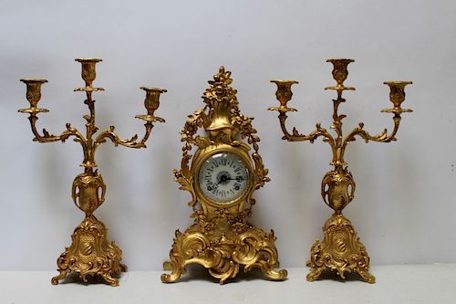Antique Gilt Bronze Louis XV Style Clock