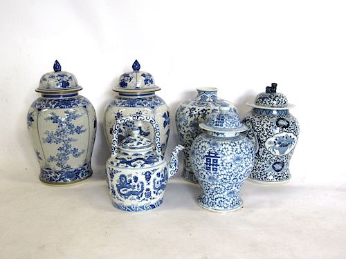 Grouping of Blue and White Porcelain.