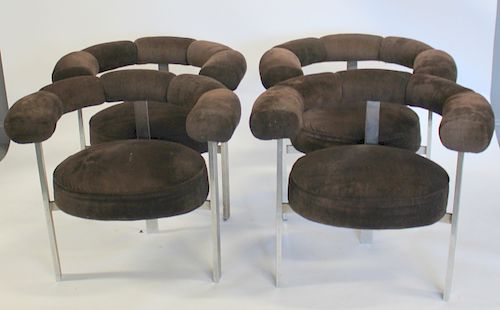 MIDCENTURY. 4 Upholstered Chrome Chairs.