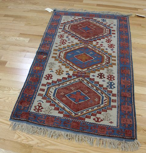 Antique and Finely Hand Woven Kazak Style Area