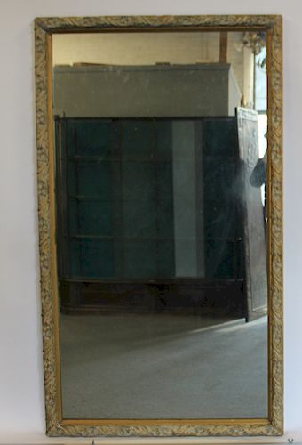 Large Antique Mirror with Carved Wood Frame.