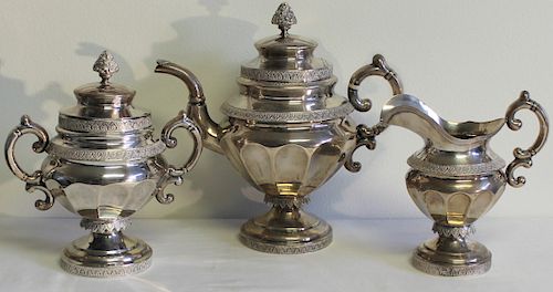 SILVER. G. Boyce 19th Century Coin Silver  Tea Set