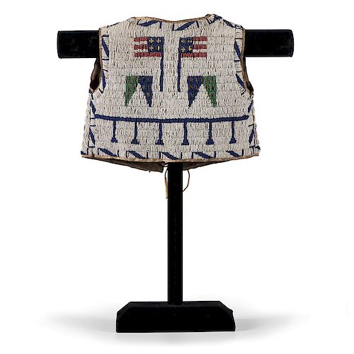 Sioux Child's Beaded Hide Vest with American Flags