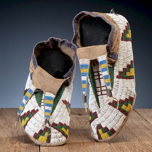 Sioux Beaded Hide Moccasins, From the Collection of Richard A. Pohrt, Sr.