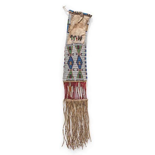 Sioux Beaded and Quilled Hide Tobacco Bag