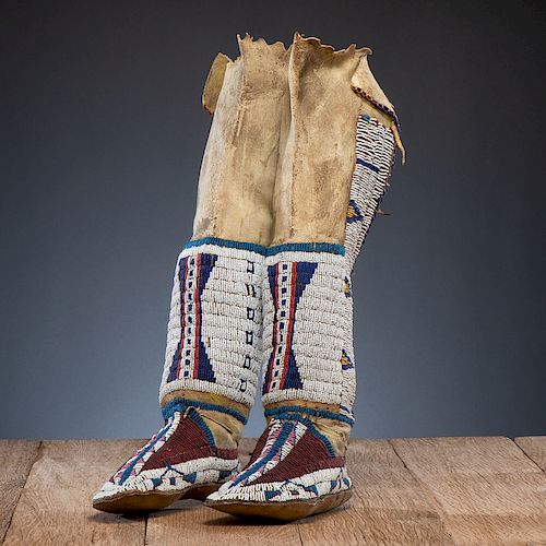 Southern Cheyenne Beaded Hide Boot Moccasins