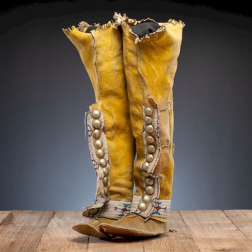Southern Plains Beaded Hide Boot Moccasins
